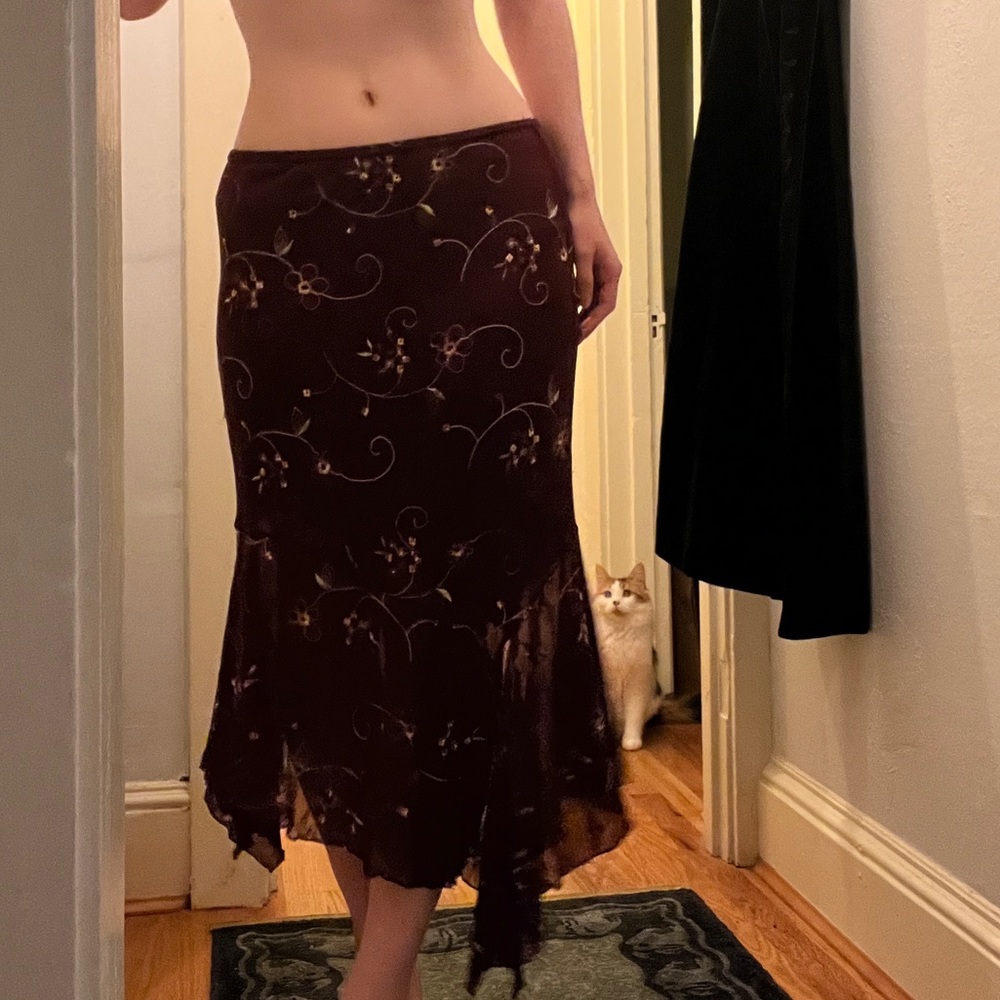 Vintage 90s asymmetrical sheer maxi floral skirt